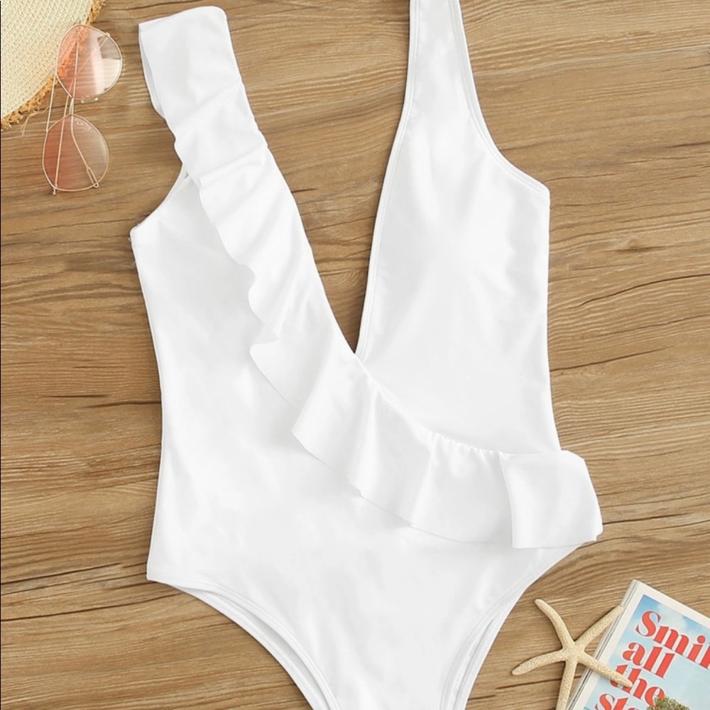 White one piece SHEIN swimsuit